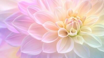 Wall Mural - Soft Pink and White Dahlia Flower Petals Close Up Macro Photography