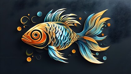 creative fusion of abstract fish and hand logo design