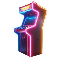 Retro arcade game console with colorful neon lights, evoking nostalgia for the golden age of video gaming