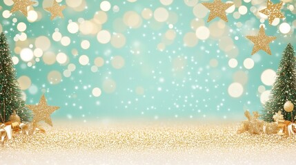 Poster - Festive Christmas Background with Glitter and Stars