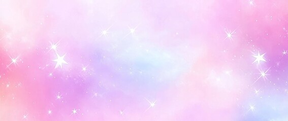 Wall Mural - grunge watercolor background with stars, glitter, and clouds in bright blue magenta.