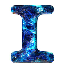 Wall Mural - stylish blue marble letter i on a white background transparent