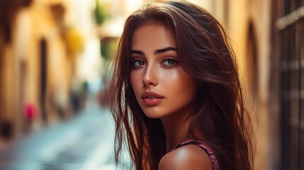 Beautiful Woman in City