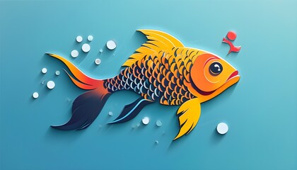 Wall Mural - minimalist fish logo design