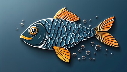 Wall Mural - minimalist fish logo design