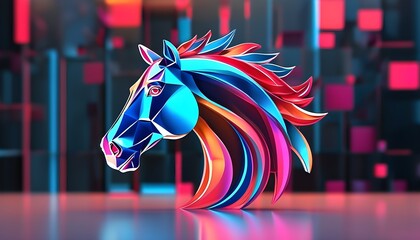 modern abstract horse logo design with dynamic lines and vibrant colors