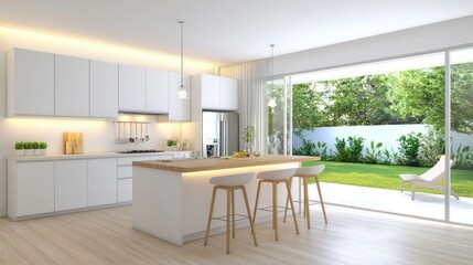 Sticker - Modern Kitchen Interior Design with Garden View