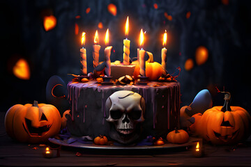 Poster - halloween pumpkin and candles