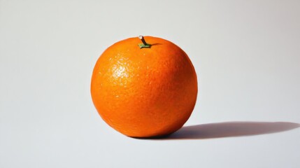 Wall Mural - Oil painting depicting an orange fruit set against a white backdrop showcasing the fruit in isolation