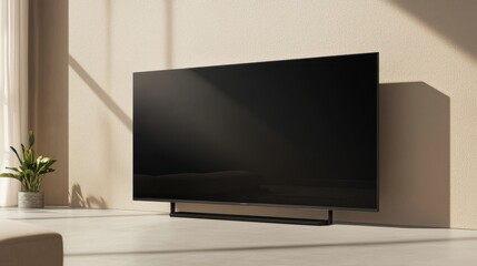 Canvas Print - Modern TV on Beige Wall with Sunlight