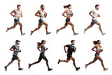 PNG runner full body element set, transparent background