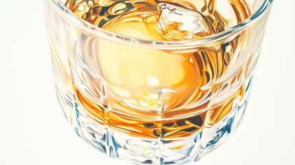 Wall Mural - Oil painting depicting fresh apple juice in a glass isolated on a white background in a detailed close up view