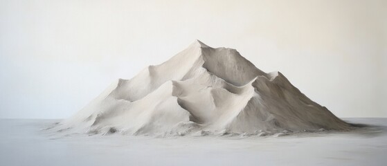 Canvas Print - Oil painting depicting a mound of sand placed on a white backdrop featuring a detailed representation of a sand heap