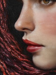 Canvas Print - Close up oil painting showcasing the textured details of woven fabric