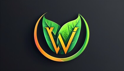 Stylized abstract logo featuring the letter W crafted from vibrant leaves