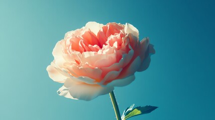 Wall Mural - A Single Pink Rose Blooming Against a Blue Sky