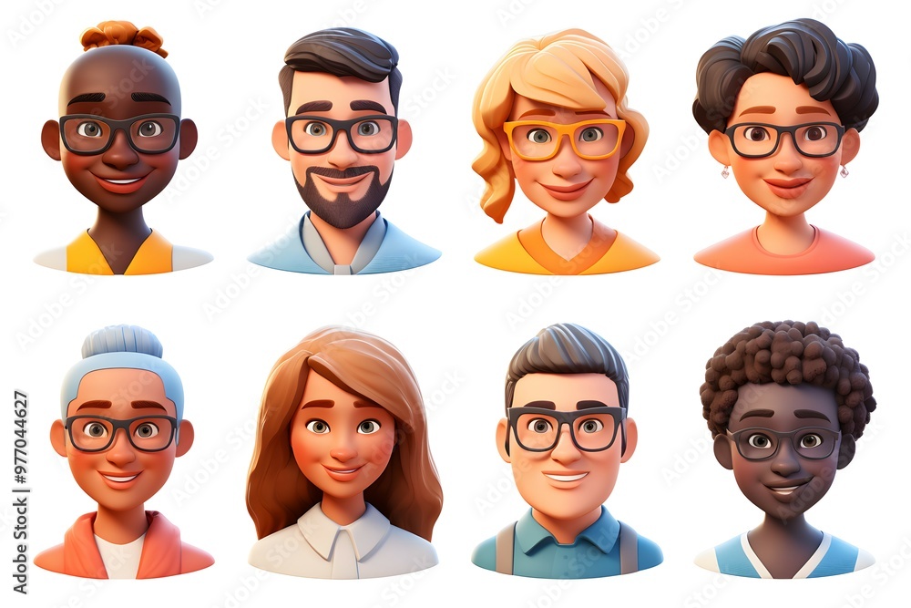 A collection of 3D avatars featuring portraits of young people from ...