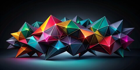 Wall Mural - Abstract Geometric Composition of Interlocking Triangles, 3D Render, Colorful, Abstract Art, Shapes, Geometric , 3D rendering