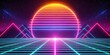 © BondGraphics - Retro Neon Sunset, 3D Render, Neon Lights, Retro Future, 80s Aesthetic, Synthwave, Cyberpunk