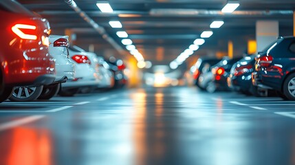 Wall Mural - Cars Parked in a Concrete Garage