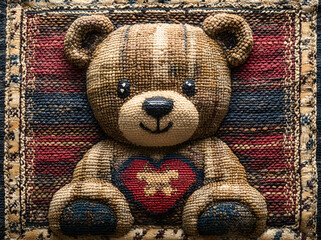 Wall Mural - A stuffed teddy bear with a  red heart on it.

