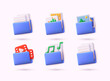 © Olesia_g - Set of 3d documents folders for management multimedia file: video, graphics, music, images. 3D Vector Illustrations.