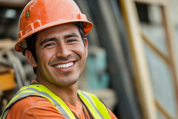 Poster - Handsome construction worker wearing hard hat