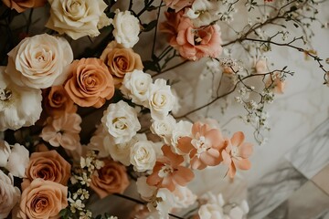 The arrangement of soft pastel-colored flowers is ideal for birthdays, engagements, maternity, or wedding photography.