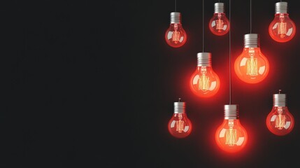 Dramatic Display of Vintage Light Bulbs Illuminating a Dark Background in Stylish Composition