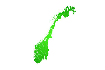 Wall Mural - Colored Norway Country administrative map. regions map of Norway, blank Map, empty map of Norway, Norge, noreg, counties outline map