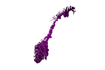 Wall Mural - Colored Norway Country administrative map. regions map of Norway, blank Map, empty map of Norway, Norge, noreg, counties outline map