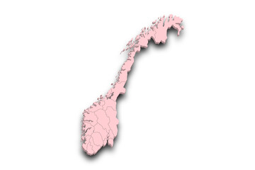 Wall Mural - 3d Map of Norway country with counties, City and color. Norway map, Norge, noreg, No