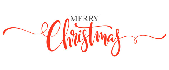 Wall Mural - Merry christmas text. Vector handwritten holiday lettering. Merry Christmas calligraphy text. Vector eps