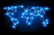 © Ilja - Global Network, Connected World. Digital Map with Light and Dots for Communication, Technology