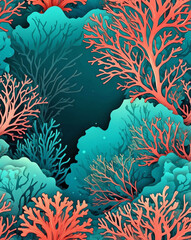 Wall Mural - Coral and teal blended gradient design