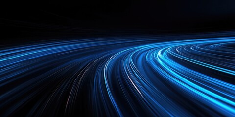 Wall Mural - abstract light streaks depicting speed featuring glowing blue curves dynamic motion represented by n
