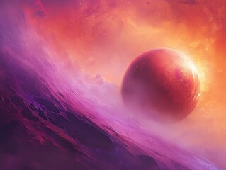 Wall Mural - Abstract fantasy background featuring a conceptual space planet