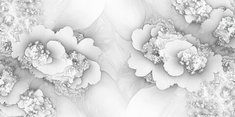 Wall Mural - Abstract fractal flowers in marble design Graphic element featuring a black and white background for creative use