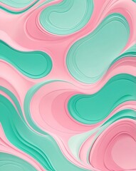 Poster - Mint and pink pastel wave abstract design