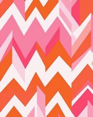 Canvas Print - Orange to pink pastel zigzag pattern