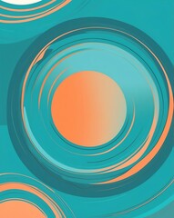 Poster - Orange to teal pastel circle abstract