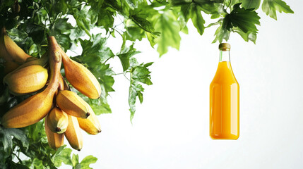 Canvas Print - Papaya juice bottle hanging with plant