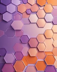 Wall Mural - Pastel gradient of orange and purple hexagons