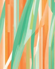 Poster - Pastel orange and green stripe abstract