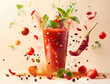 © Nataliia S. - Levitation photography of gazpacho and Mediterranean ingredients in artistic composition