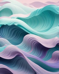 Wall Mural - Subtle blend of pastel teal and violet waves