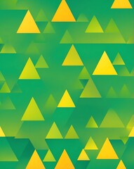 Canvas Print - Yellow to green gradient triangle pattern