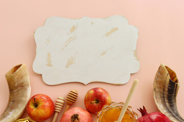 Wall Mural - Rosh hashanah (jewish New Year holiday) concept. Traditional symbols