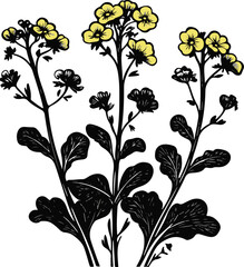 Wall Mural - Stylized Vector Illustration of Yellow Flowering Plants