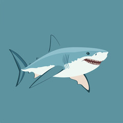 Wall Mural - Vector Illustration of a Shark in a Minimalist Style